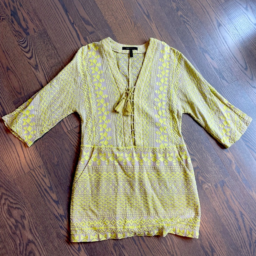 BCBG Aztec Print Lace Up Dress